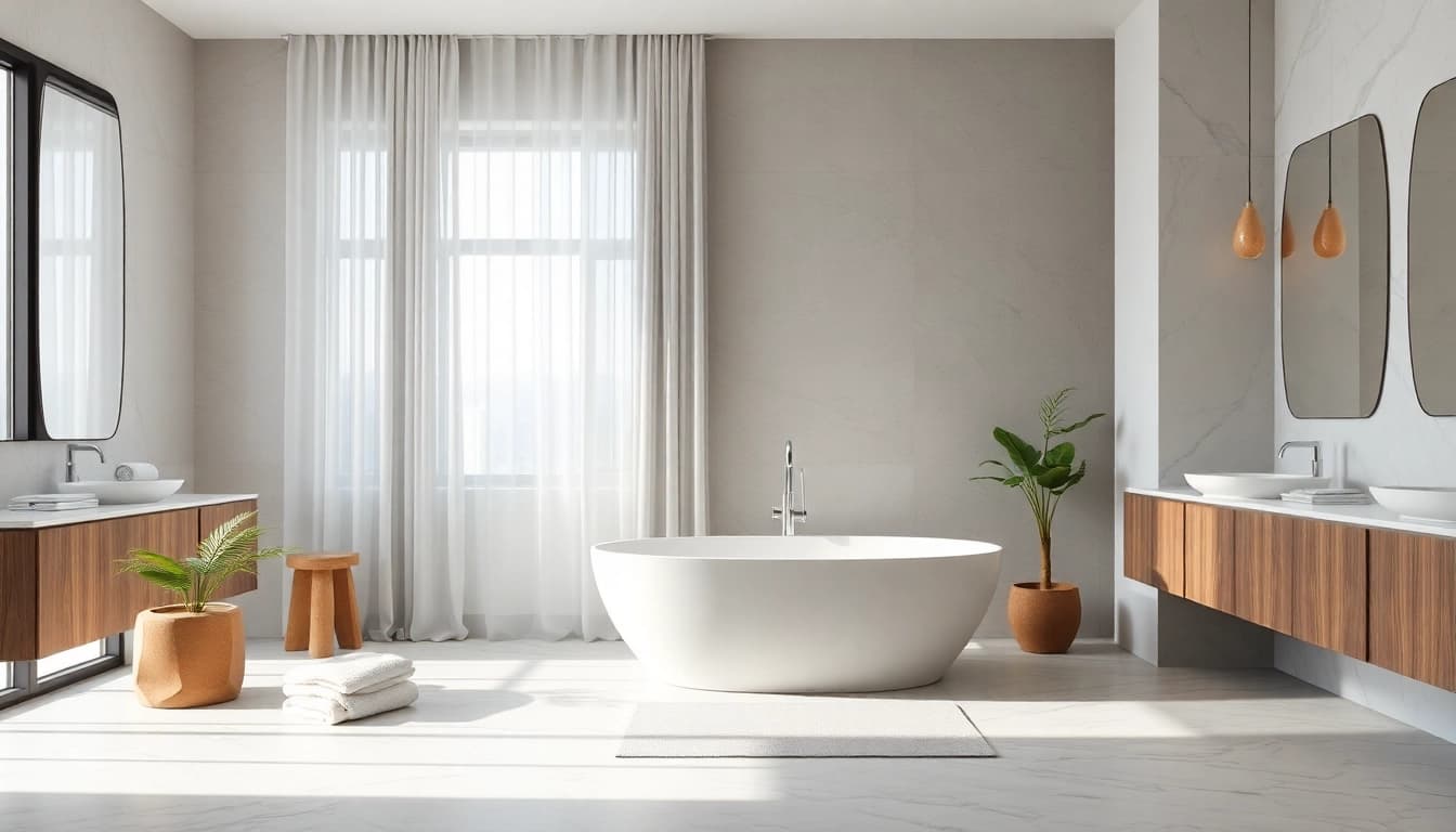 Transform your space with expert Bathroom Remodeling highlighting a serene, minimalist design.