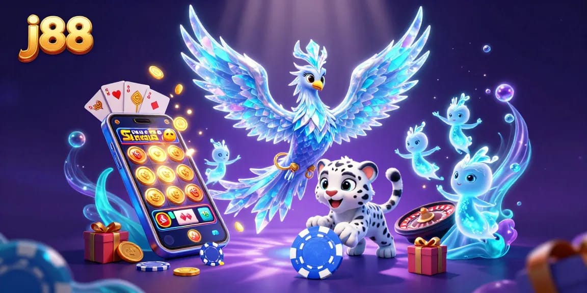 Enjoy thrilling gameplay at j88 with a vibrant casino scene showcasing fantastic characters and game elements.
