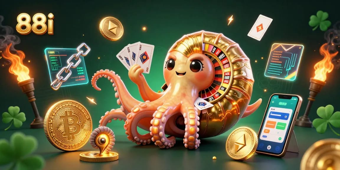 Engage with 88i's vibrant 3D casino scene showcasing the nautilus roulette wheel and glowing crypto elements.