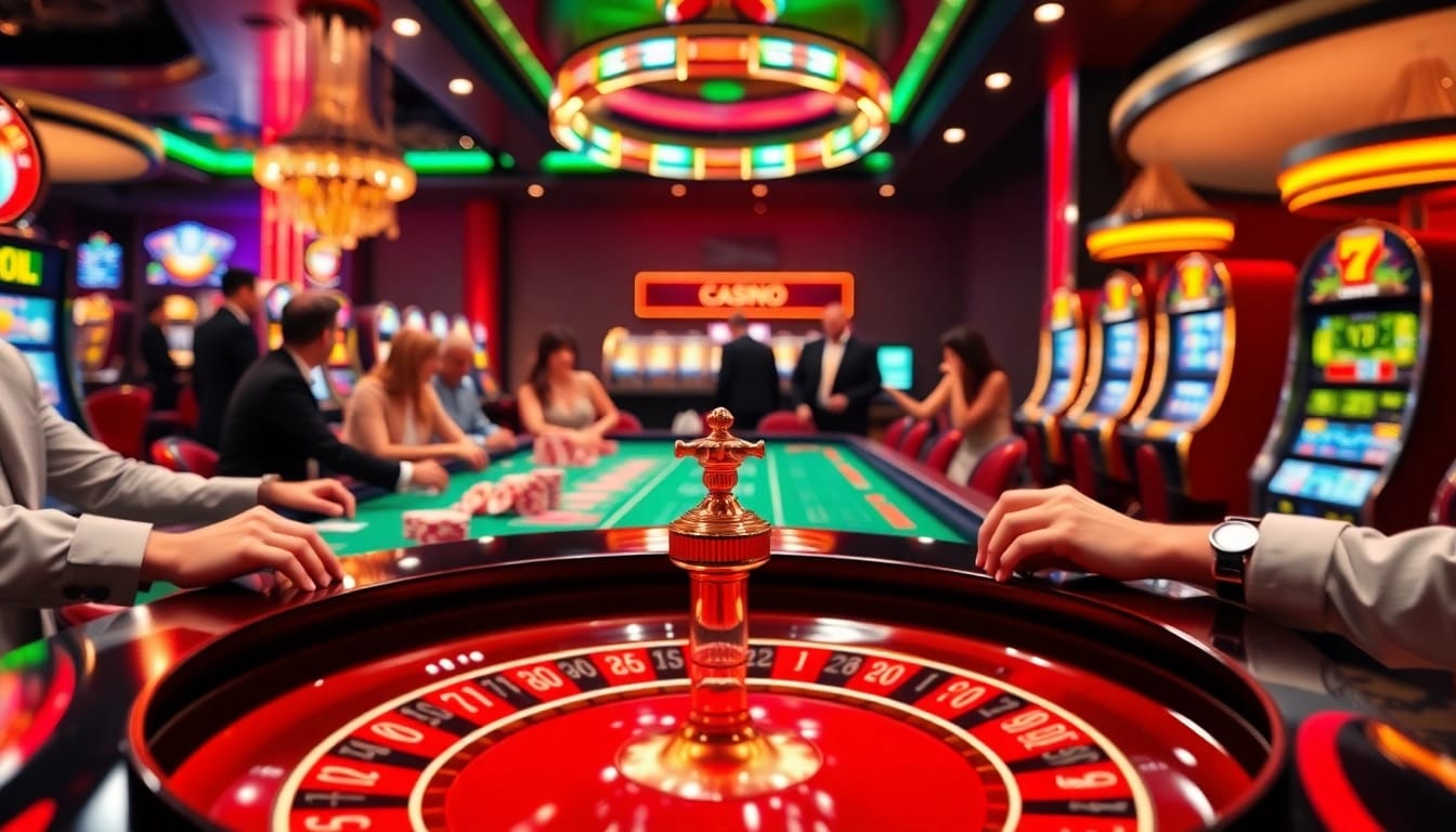 S8 casino scene with players betting at a vibrant table surrounded by casino elements.