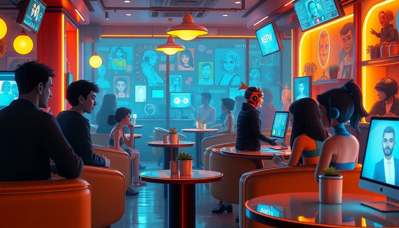 Dynamic NSFW AI chat scene showcasing engaging character interactions.