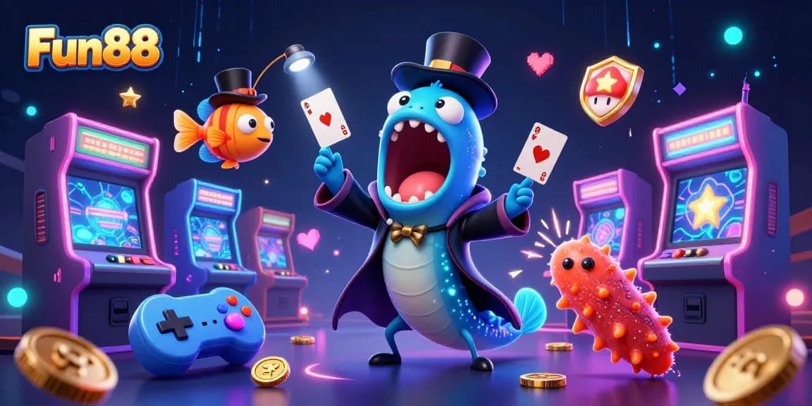 Experience Fun88 with a magical deep-sea casino scene, featuring unique 3D characters and vibrant game elements.