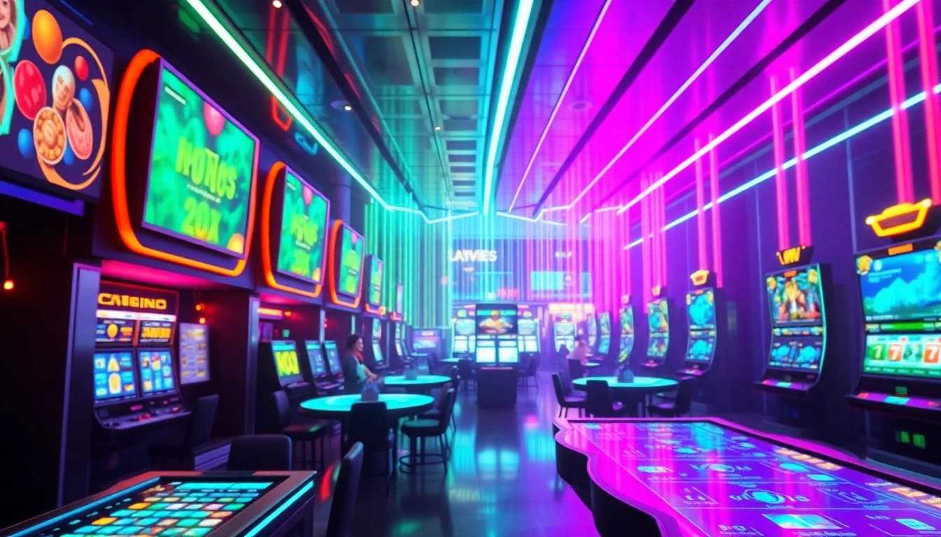 Experience New Technology in an immersive virtual casino with vivid digital displays.