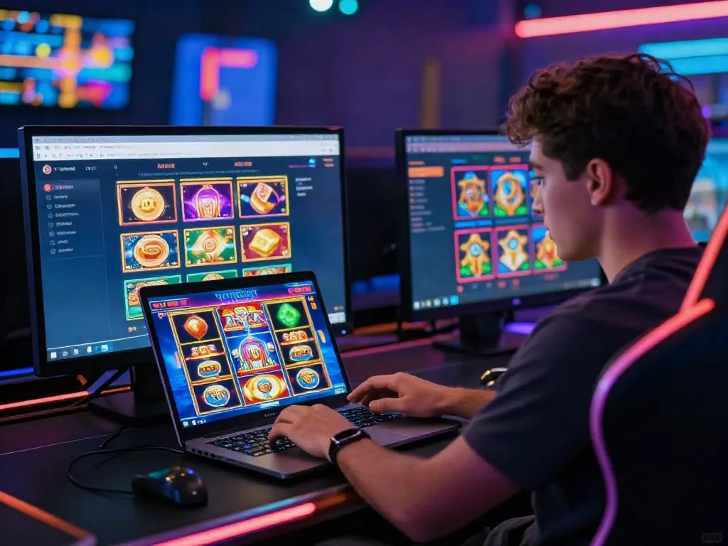 Exciting gaming experience at non gamstop casinos with a vibrant interface and colorful graphics.