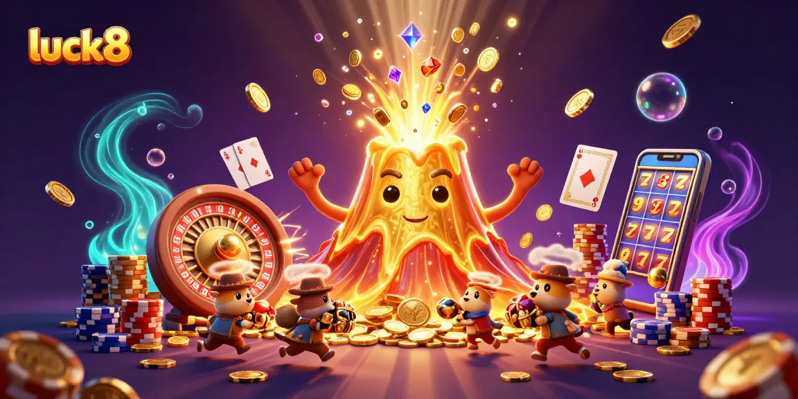 Experience the excitement of luck8 as golden treasures erupt from a playful volcano.
