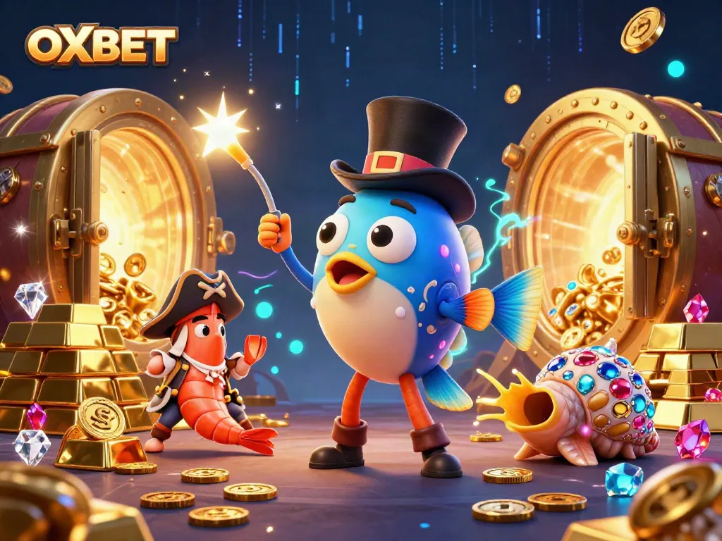 Experience the vibrant world of OXBET with this dynamic 3D illustration featuring gambling excitement.