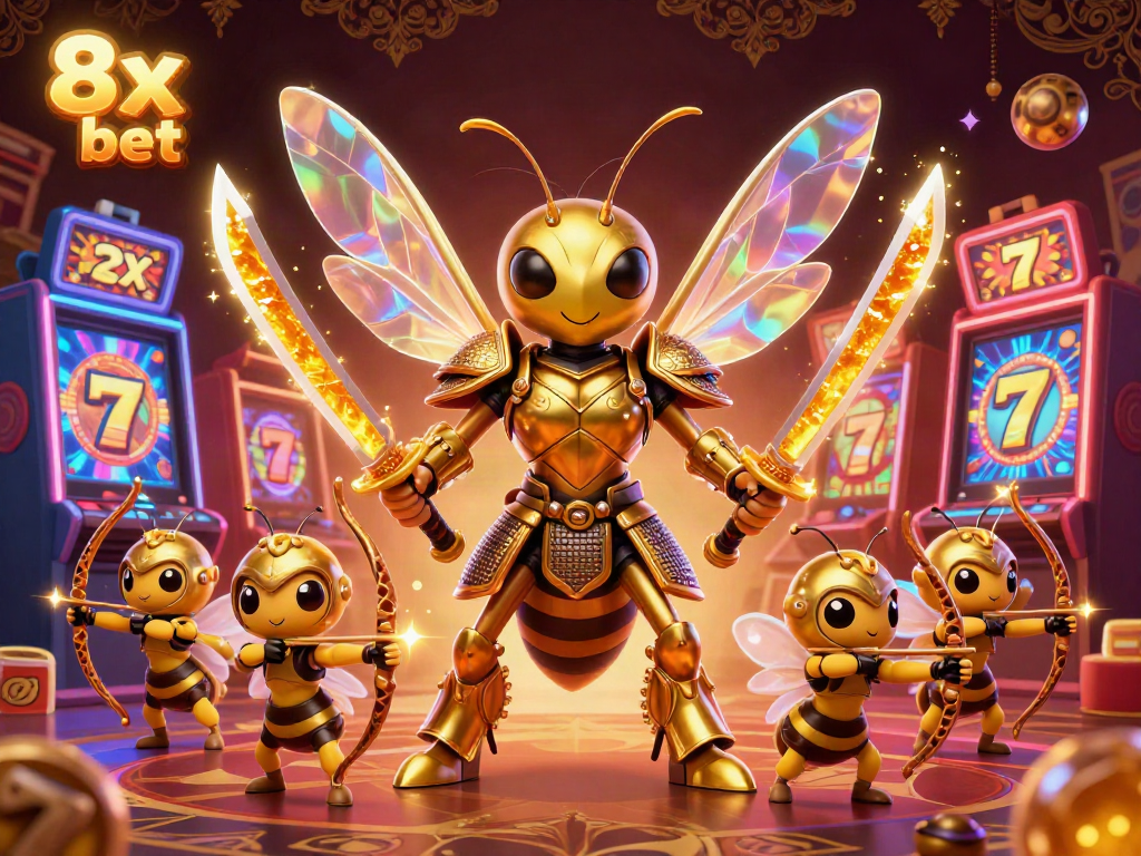 Experience the excitement of 8x bet in a vibrant, engaging casino scene featuring a golden hornet and game elements.