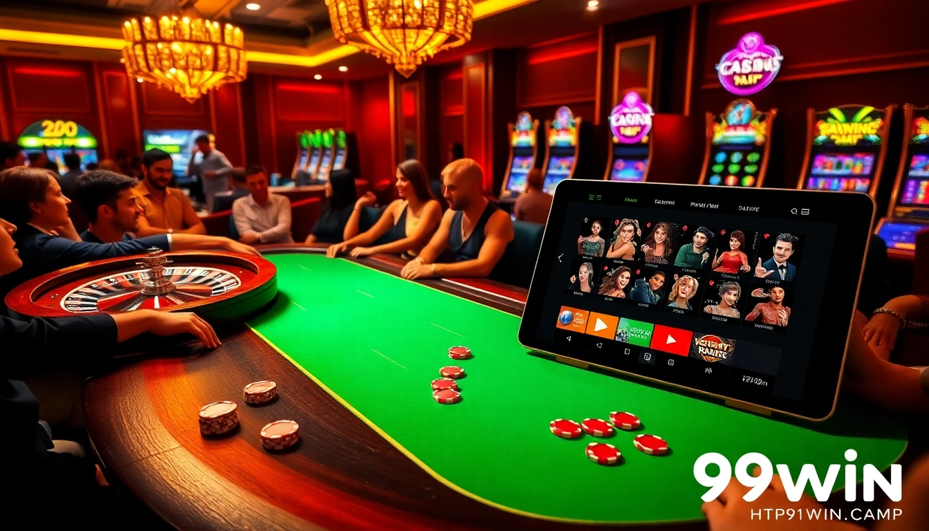 Experience thrilling gameplay at https://99win.camp/ with luxurious casino tables and vibrant gambling action.
