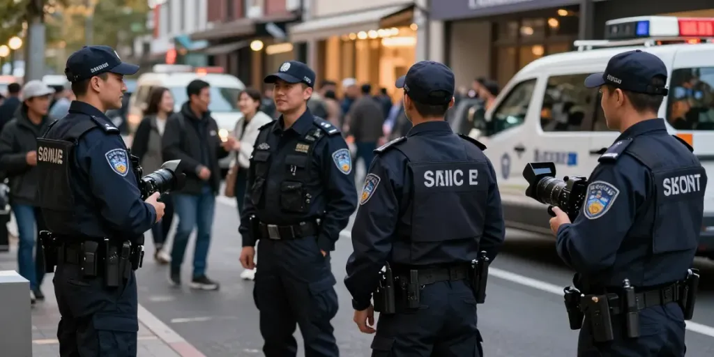 Security Services by trained professionals monitoring urban environments, ensuring community safety.