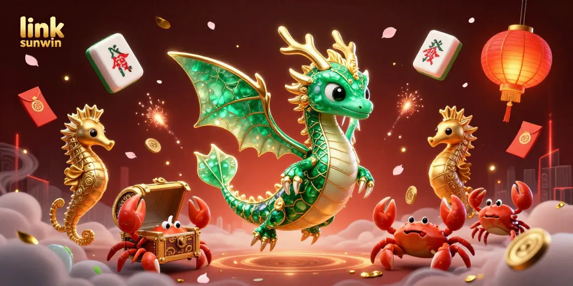 Win big with link sunwin featuring a majestic sea dragon in a vibrant casino setting, adorned with lavish elements.