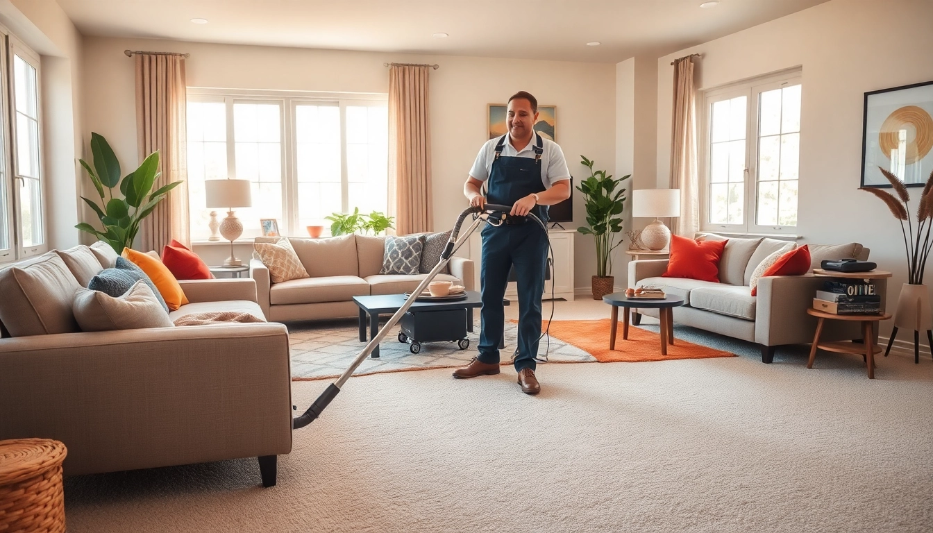 Efficient Glasgow carpet cleaning service in a modern living room with clean carpets.
