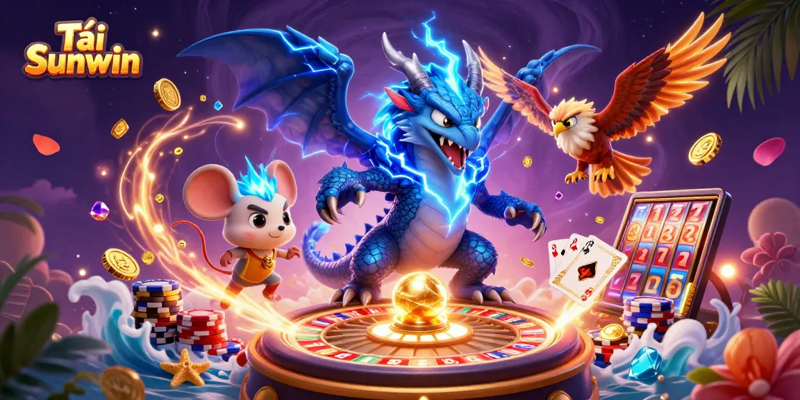 Spin to win with Tải Sunwin in this vibrant 3D casino scene featuring thrilling gaming elements.