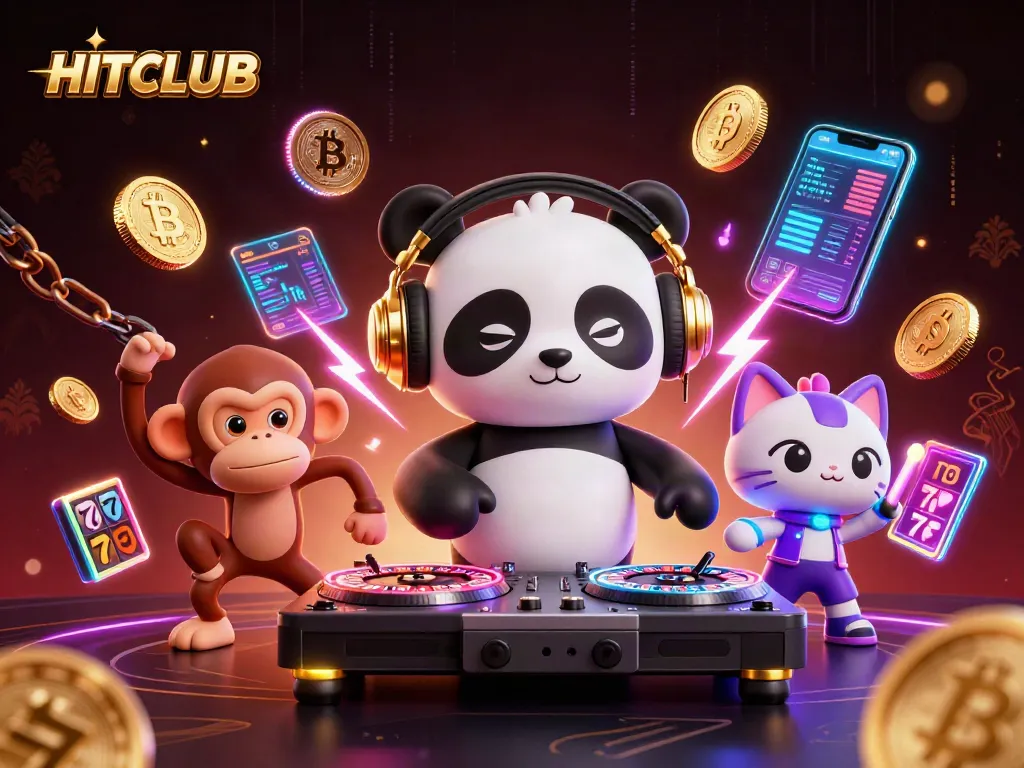 Engage with HITCLUB while enjoying vibrant online casino thrills featuring unique gaming characters in a lively scene.