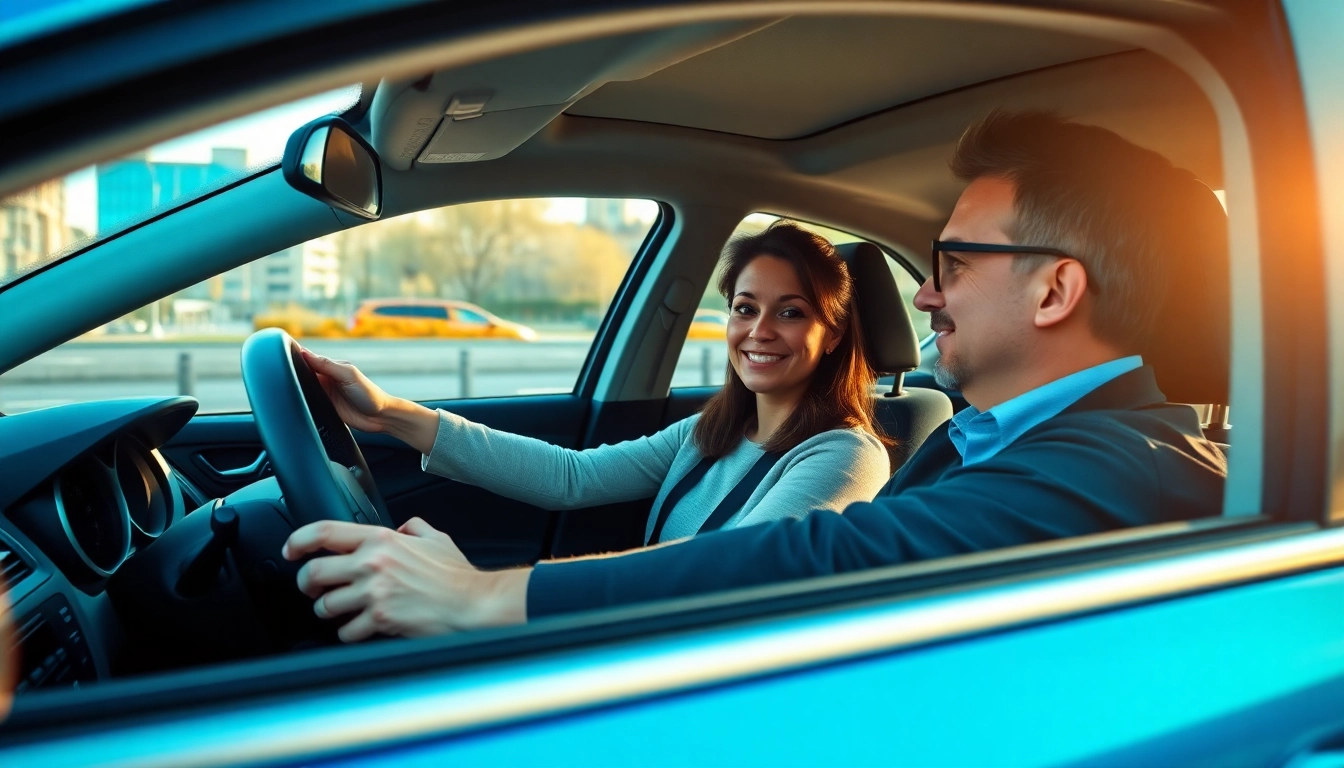 Engaging driving lesson in an intensive driving course Portsmouth with a professional instructor and learner.