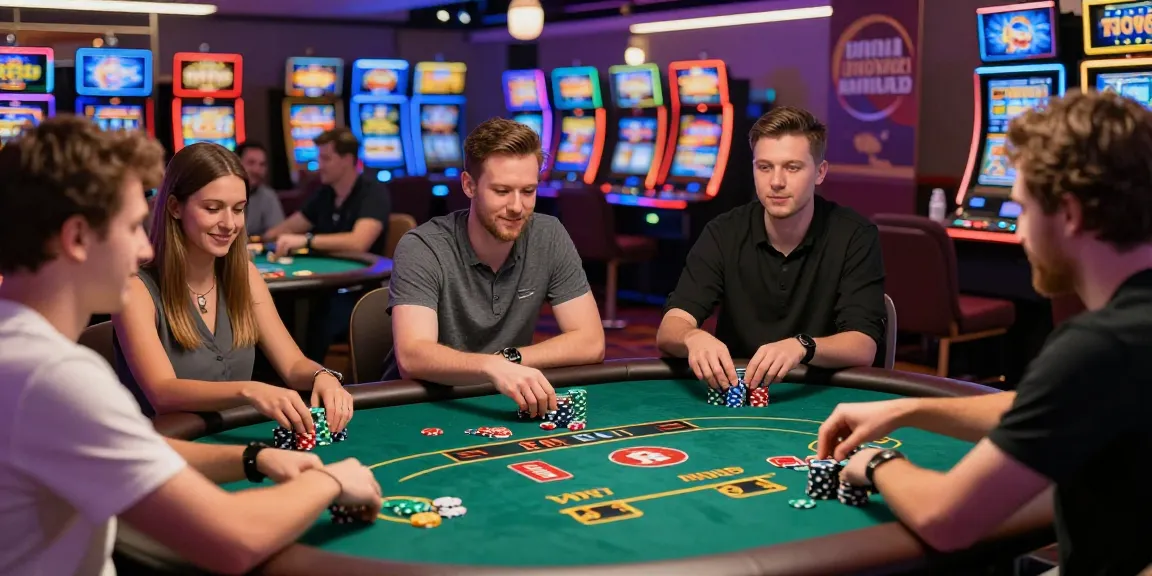Exciting scene of players at non gamstop casinos enjoying table games with vibrant atmosphere
