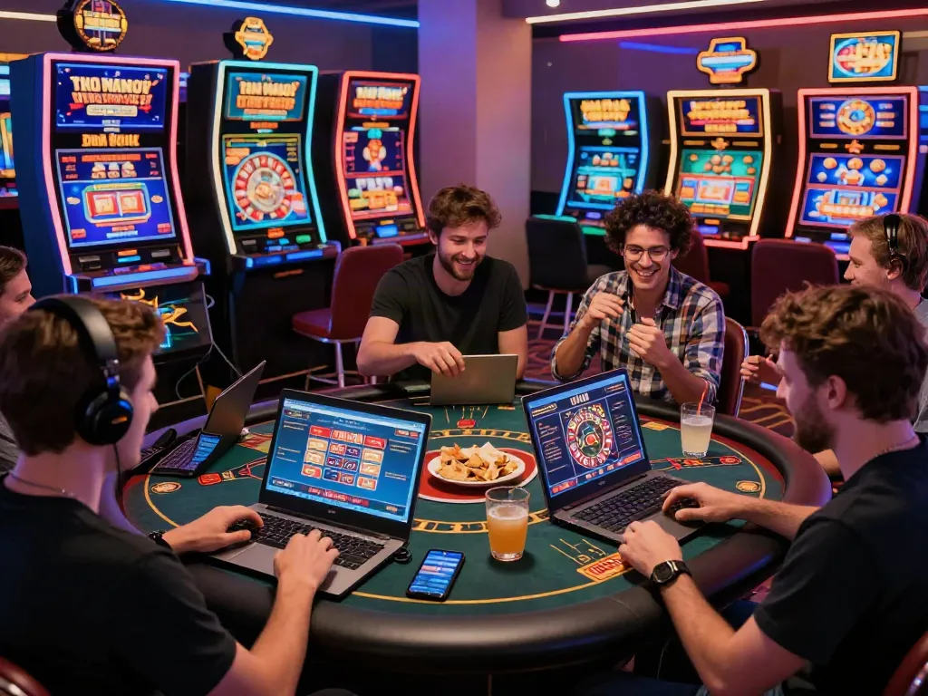 Engaging online casino gaming scene highlighting non GamStop casinos with players enjoying diverse games.