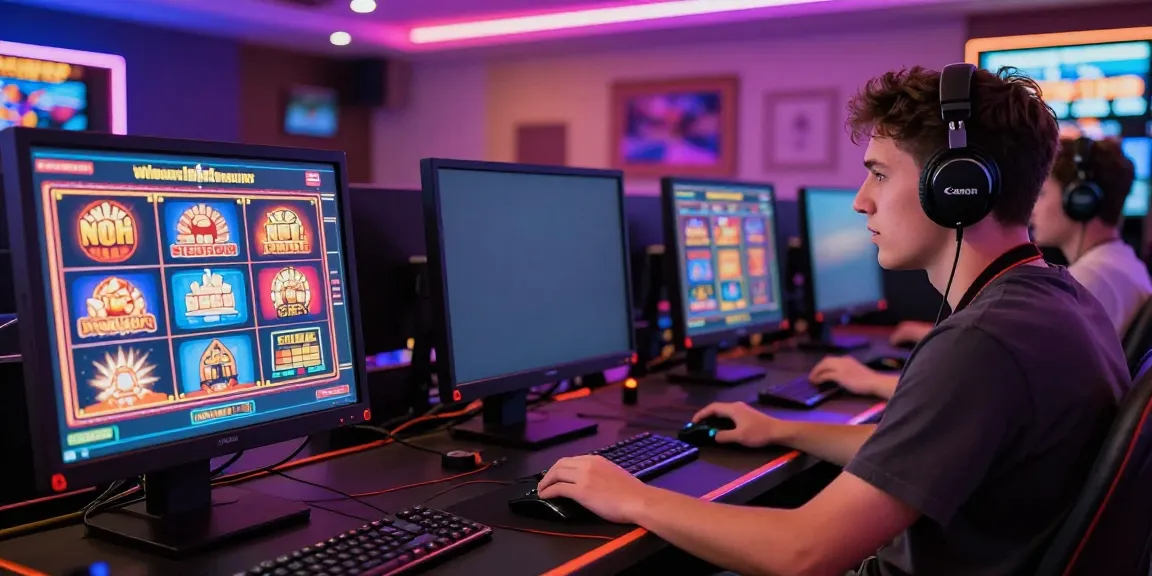 Player enjoying online non GamStop casinos at a modern gaming setup.
