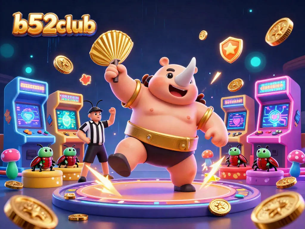 Experience thrilling gaming action at b52club with vibrant characters, coins flying, and dynamic casino elements.