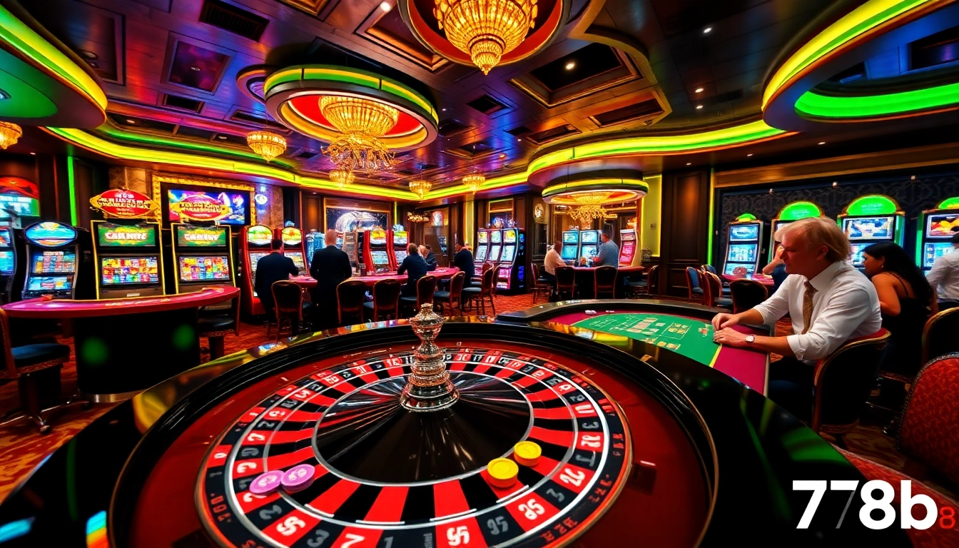 Experience the excitement of casino gaming at 789b with engaging poker players and vibrant roulette.