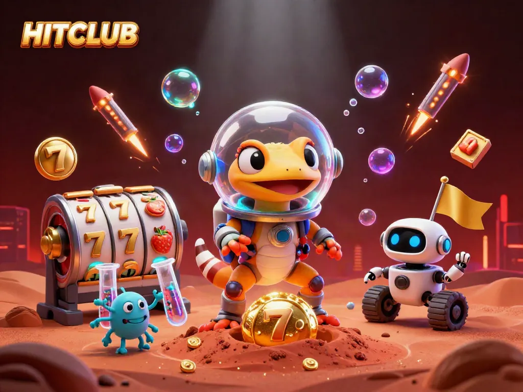 Engage with the HITCLUB gaming experience, where a Martian gecko discovers a treasure-filled casino.