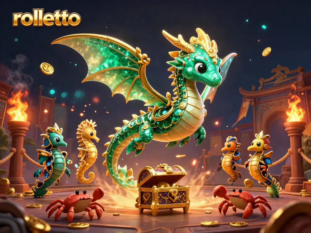 Engage in thrilling rolls at rolletto's captivating casino, featuring a majestic sea dragon.