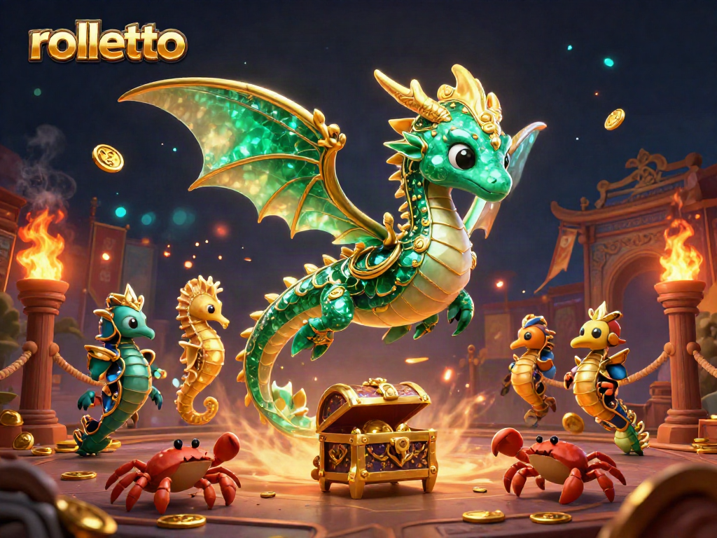Engage in thrilling rolls at rolletto's captivating casino, featuring a majestic sea dragon.