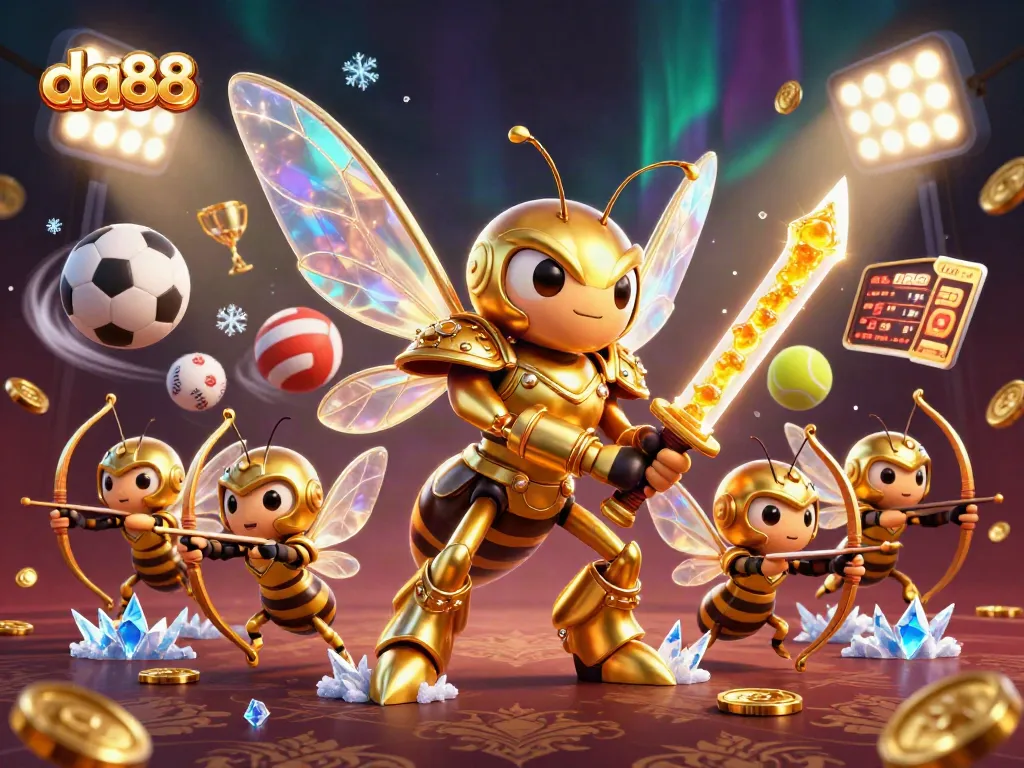 Experience thrilling sports betting with da88, featuring a golden hornet and dynamic elements.