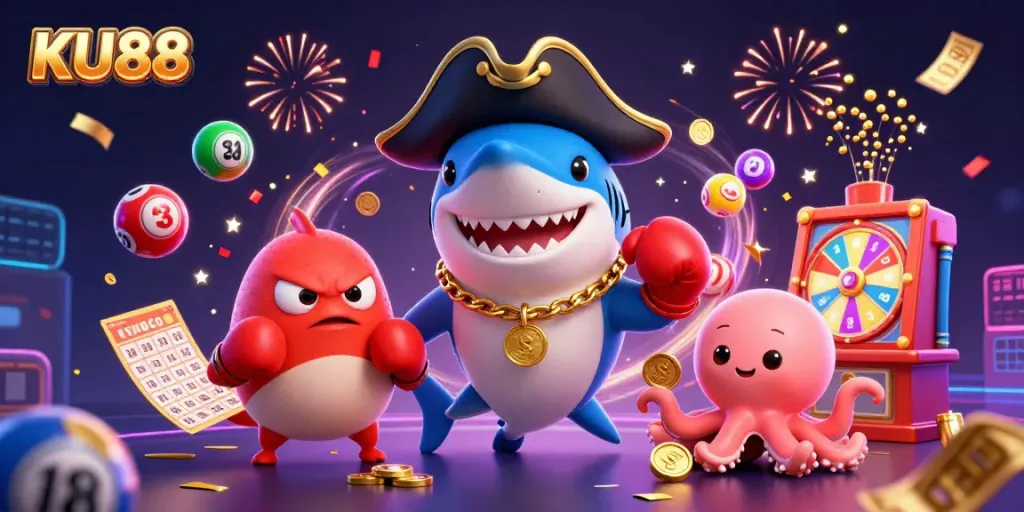 Join the adventure with KU88, enhancing your gaming with vibrant lottery elements and engaging characters.