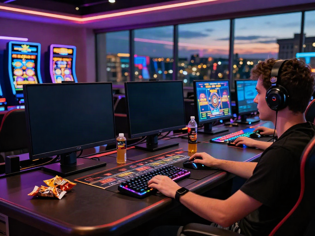 Player enjoying non GamStop casinos experience at a stylish gaming setup.