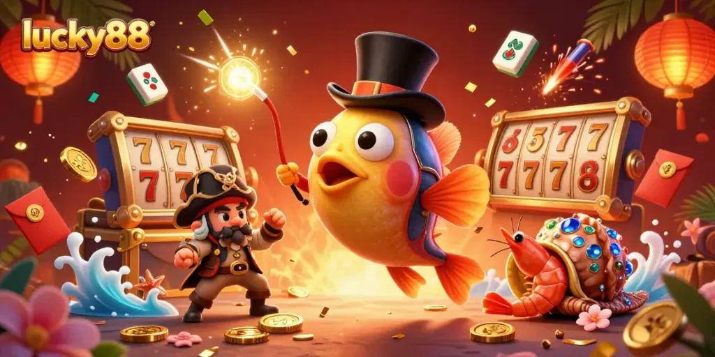 Play thrilling games like lucky88 with vibrant visuals showcasing exciting casino elements.