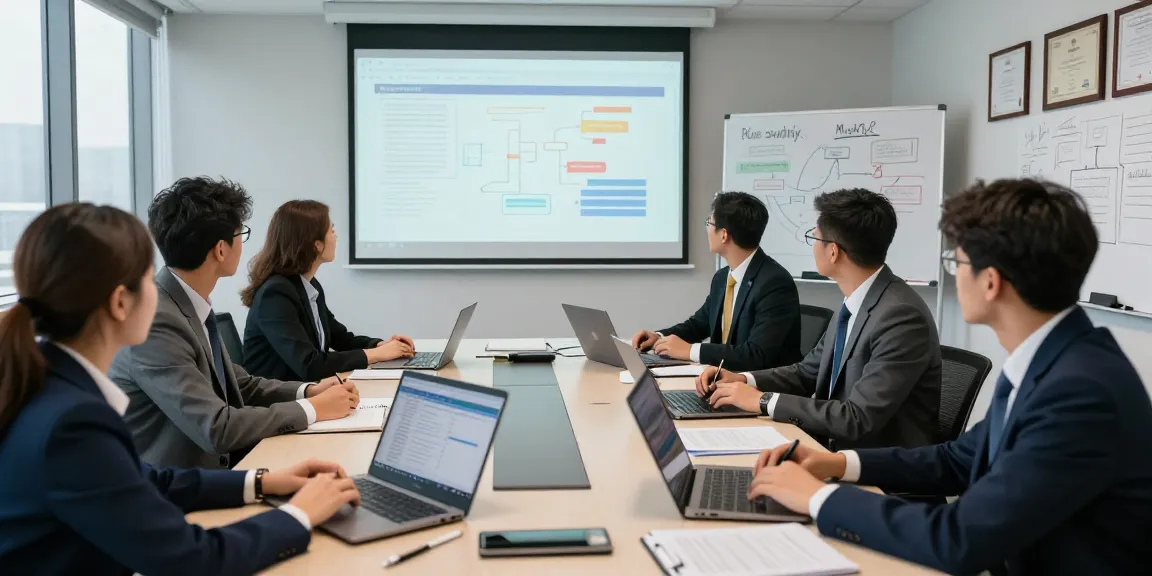 Forensic auditing team discussion in modern conference room, aafikotadepok.org focus on collaboration and data analysis.