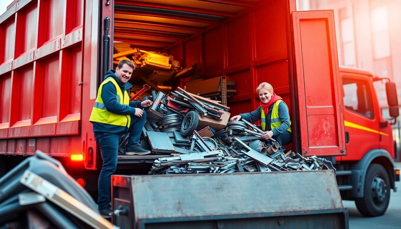 Schrotthändler Wuppertal team efficiently loading scrap metal for recycling