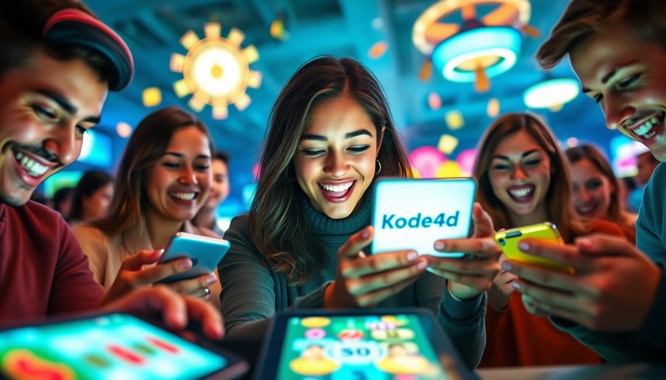 Kode4d link displayed on digital devices in a vibrant gaming atmosphere
