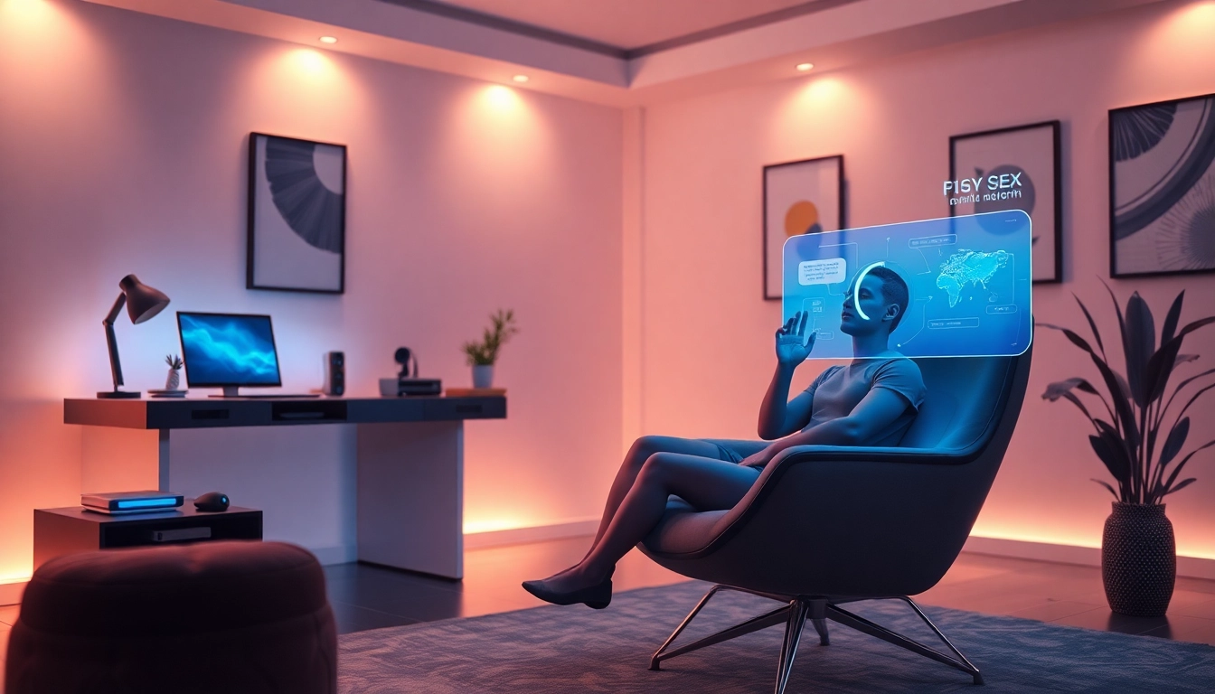 Engaging in intimate ai sex chat with a futuristic AI chatbot.