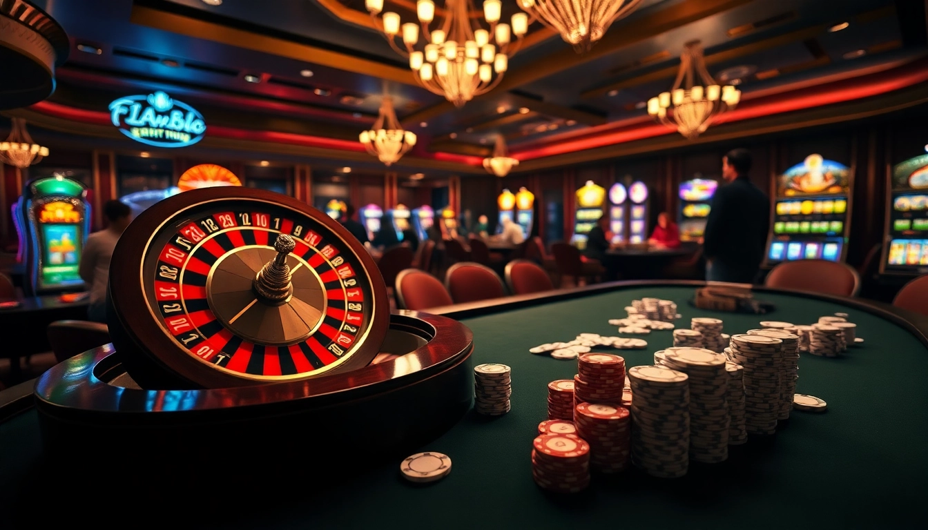 Experience the thrill at five88 with vibrant gaming tables, roulette wheels, and excited players.