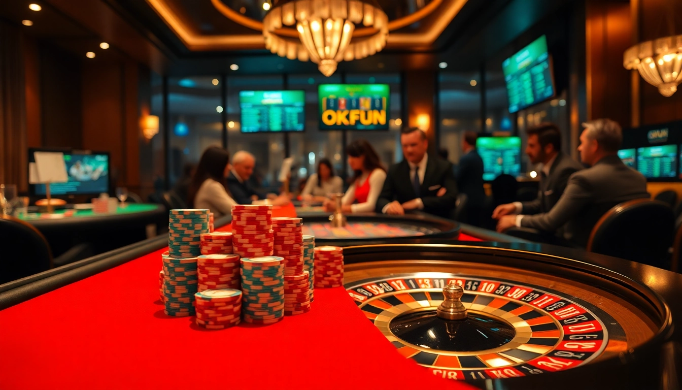 Experience the thrill of OKFUN casino with dynamic poker gameplay and vibrant betting action.