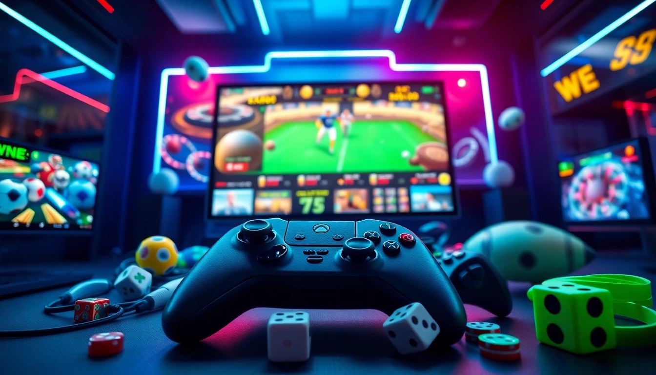 Exciting online gaming atmosphere representing 789f with vibrant visuals and dynamic elements.