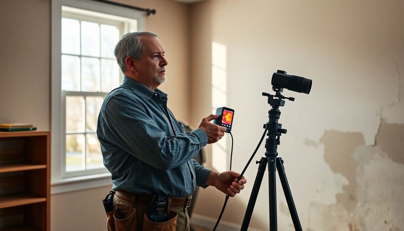 Professional technician conducting hidden leak detection with advanced technology in a residential setting.