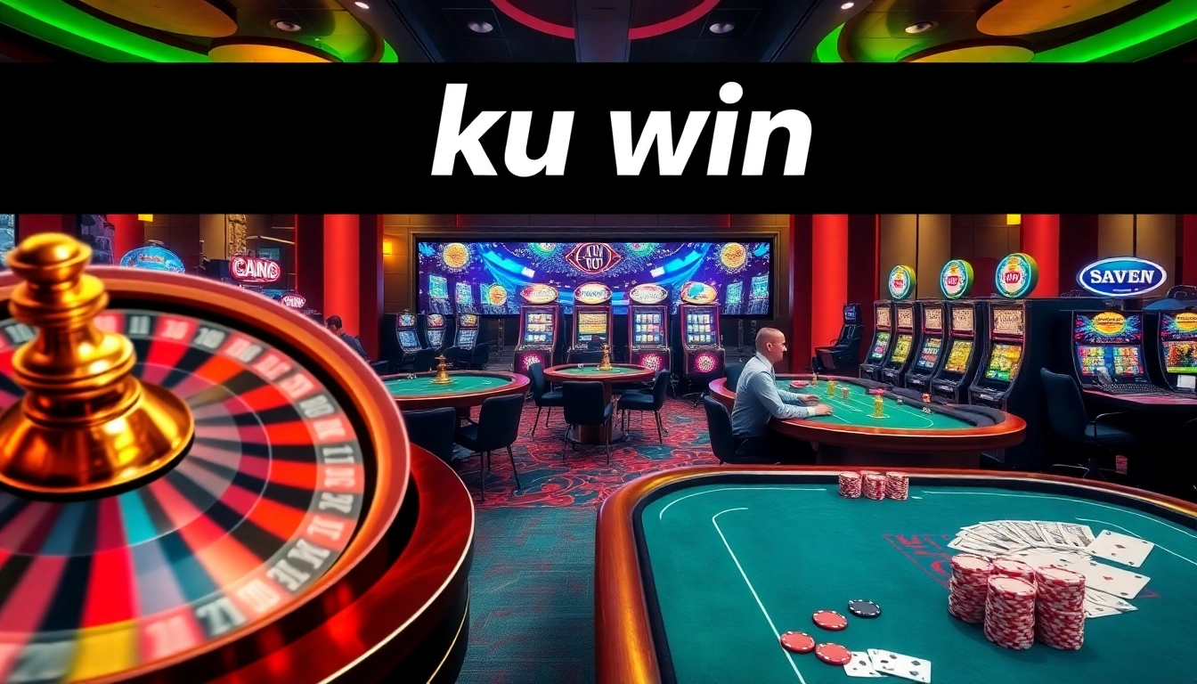 Kuwin casino players celebrating their big win at roulette and poker tables.