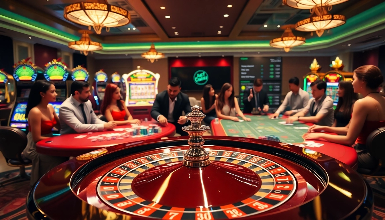 Experience thrilling gaming at https://bet88b.us.com/ with vibrant slots and poker tables in a luxurious casino.
