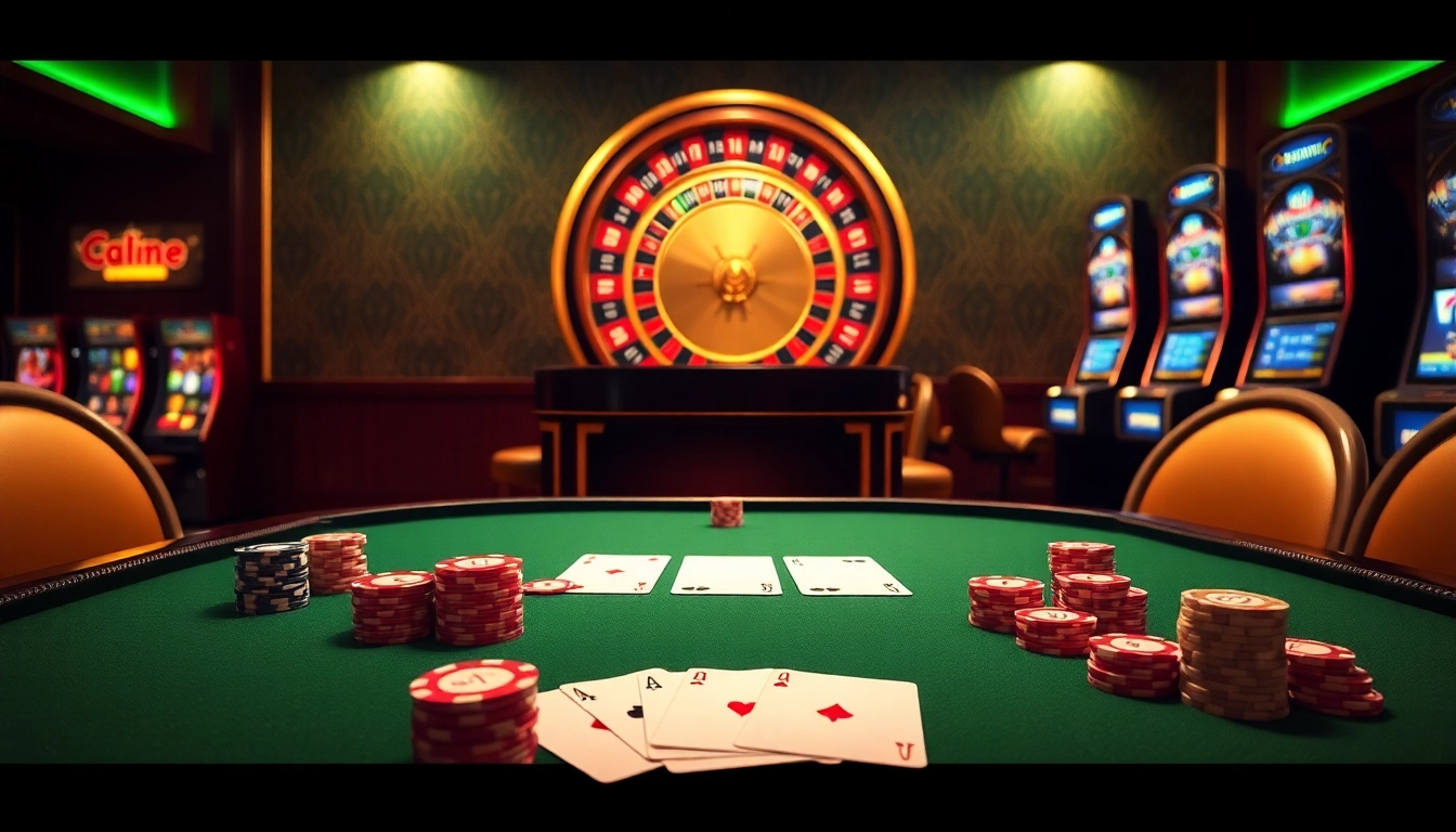 Experience the thrill of GG88 COM with an engaging casino scene featuring a poker table and roulette wheel.