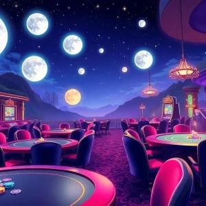 Experience the enchanting allure of moonbarguy-inspired casino nights with elegant gaming tables under moonlight.