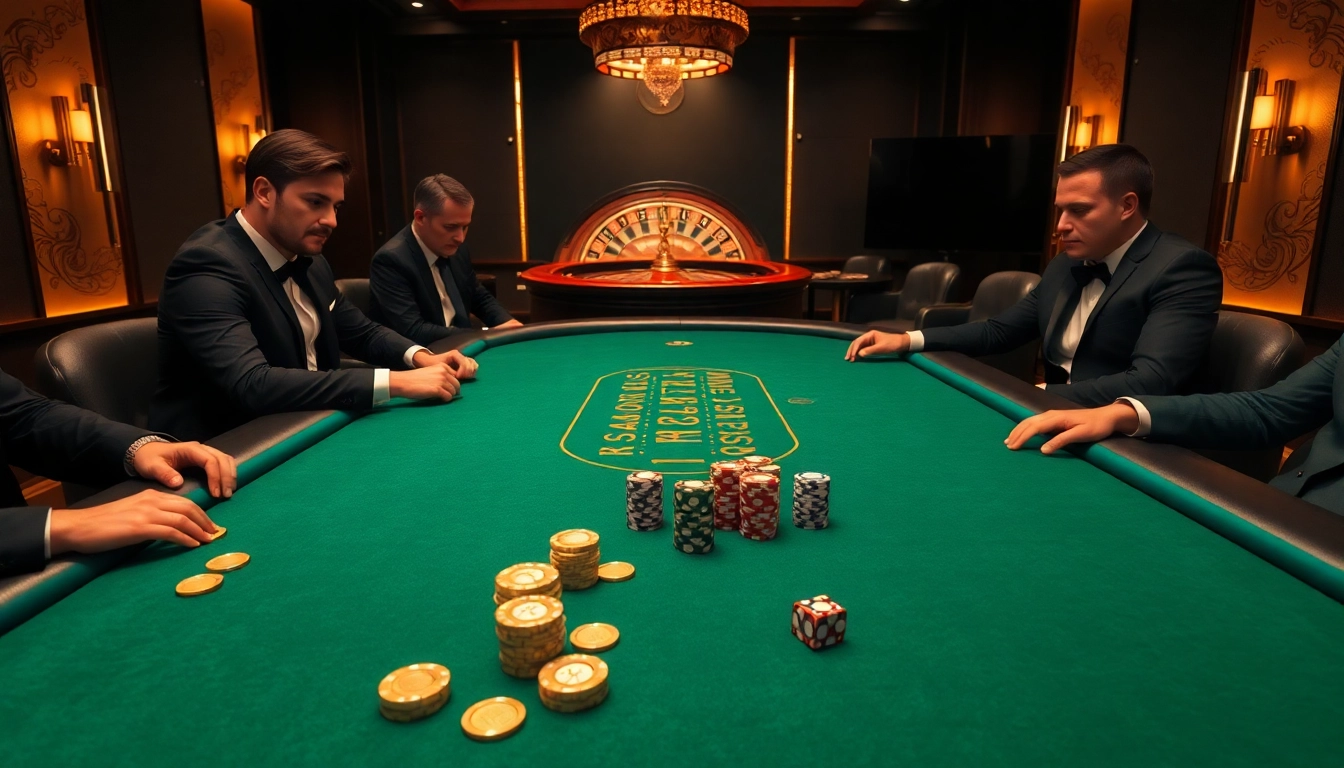 Experience thrilling card games at Bugatti8 with gold chips and a luxurious casino atmosphere.