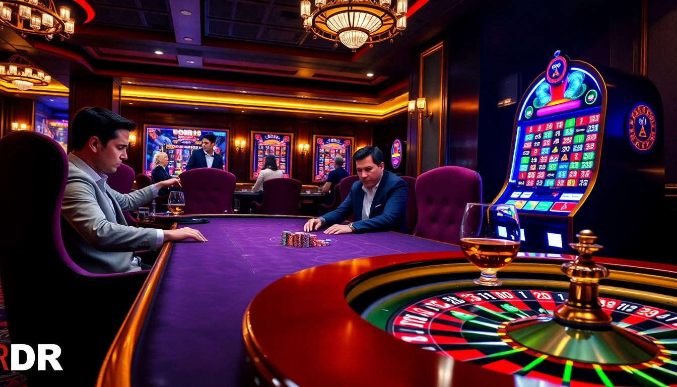 Players enjoying a thrilling poker game at DR88's luxury online casino.
