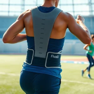 Individual using the fivali back brace posture support while actively exercising.