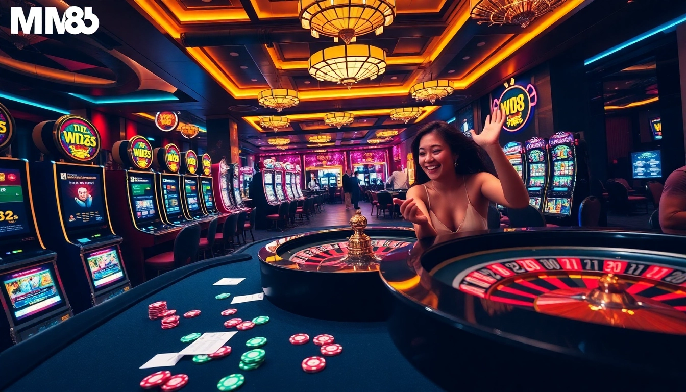 Experience the thrill of MM88 with vibrant casino visuals showcasing engaging games and excitement.