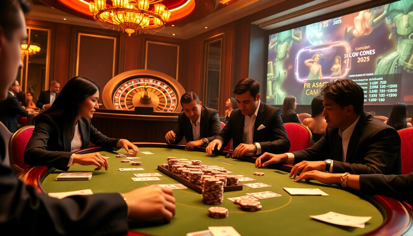 Players enjoying an exciting poker game at BJ 888 casino, showcasing vibrant poker chips and atmosphere.