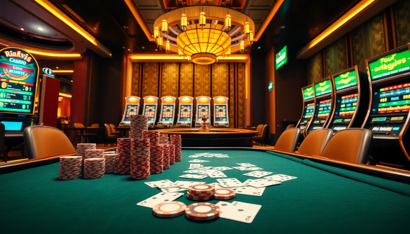 Experience the thrill of playing at rikvip with vibrant casino games and luxurious gambling elements.