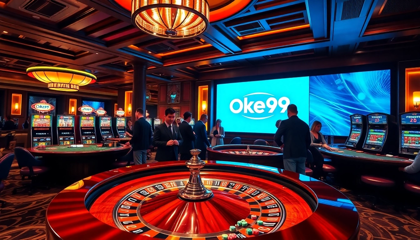 Experience the thrill of gambling at Oke99's luxurious casino tables and vibrant gaming atmosphere.