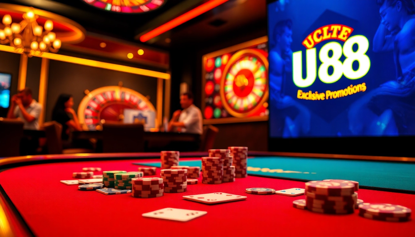 UU88 players engaging at a luxurious casino table, highlighting excitement and vibrant action.